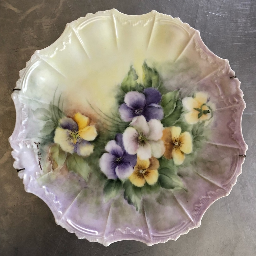 Antique Hand Painted 9 1/2” Fine Porcelain Plate